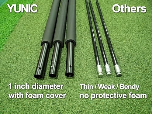 Comparison of YUNIC poles with foam cover and other thin poles without protection.